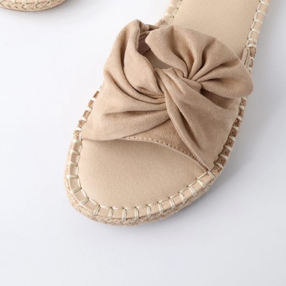 NIB Perfect Nude Bow Espadrille Slide Sandals - Picture 4 of 8
